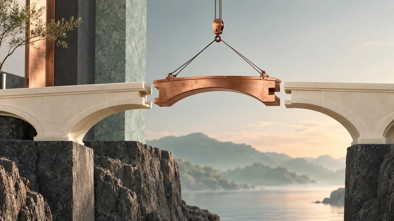 A modular bridge with a single damaged joint being replaced