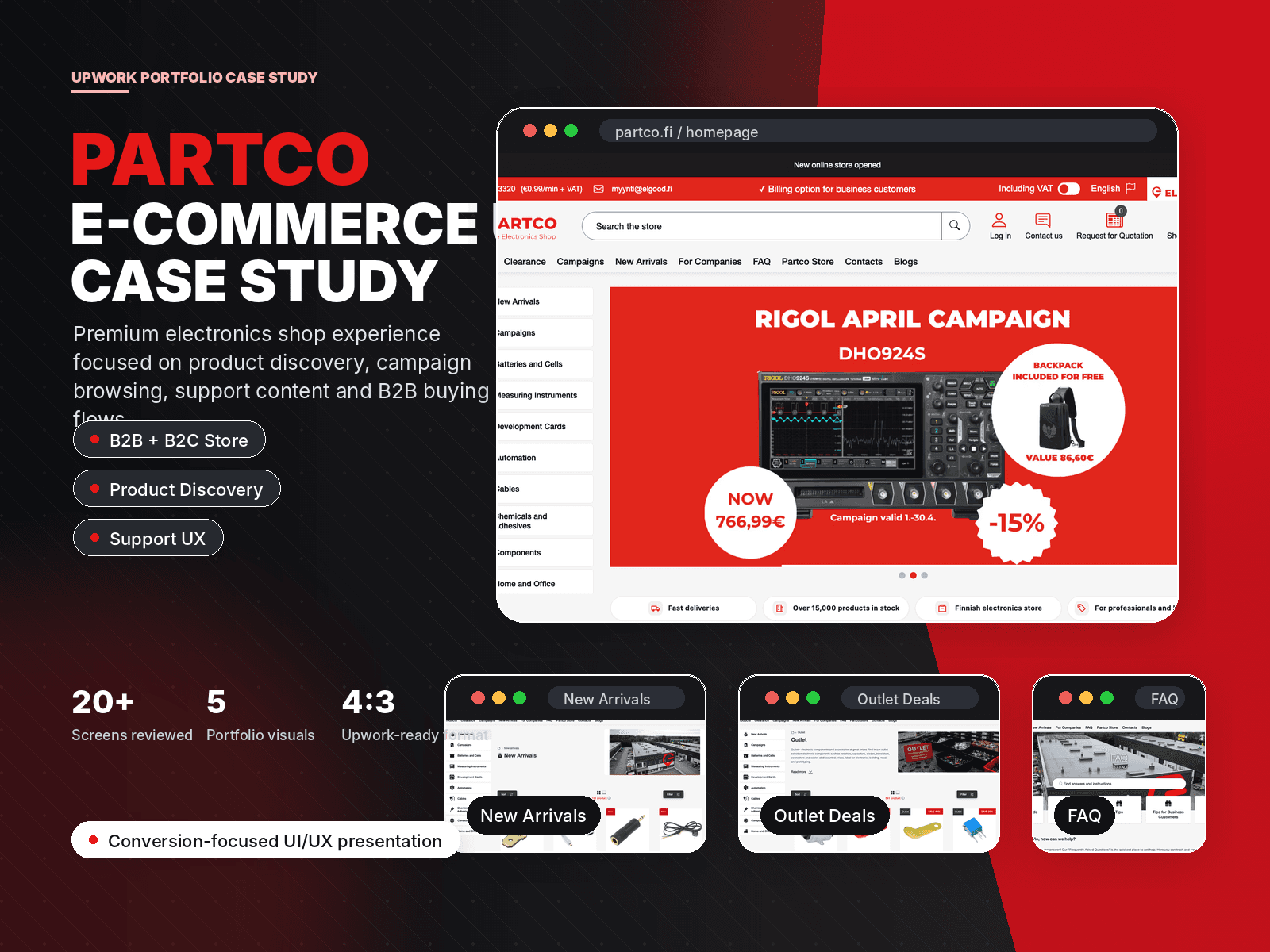 Partco Electronics Store ecommerce UI screen