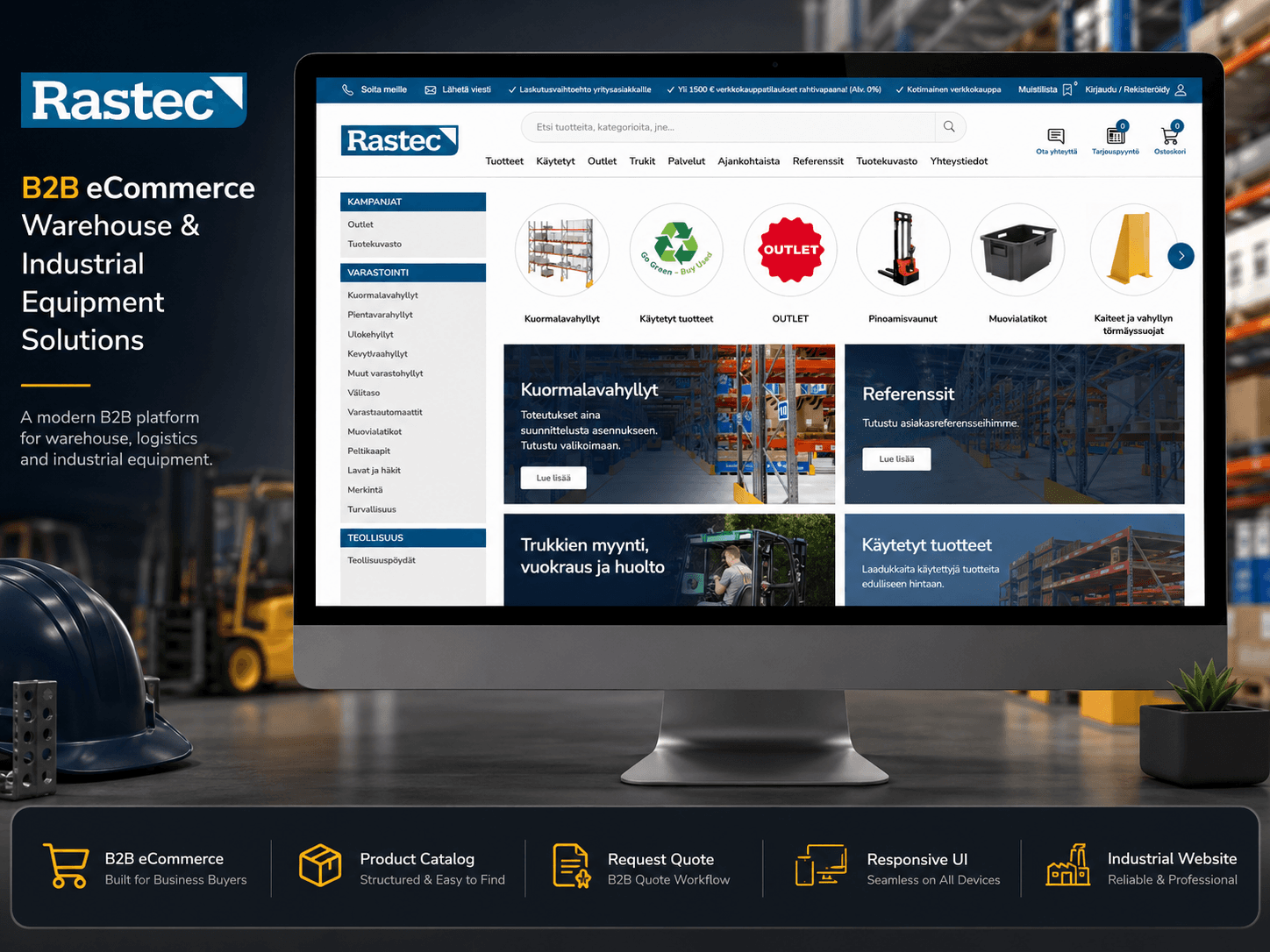 B2B industrial warehouse equipment ecommerce screen