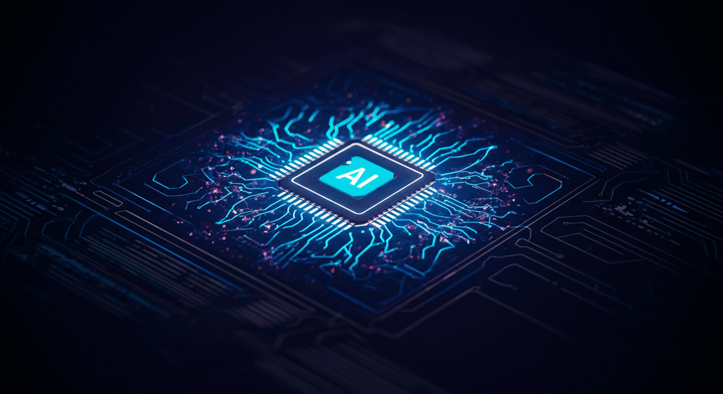 Glowing AI neural network overlaid with clean code snippets, representing AI-driven software development and code quality