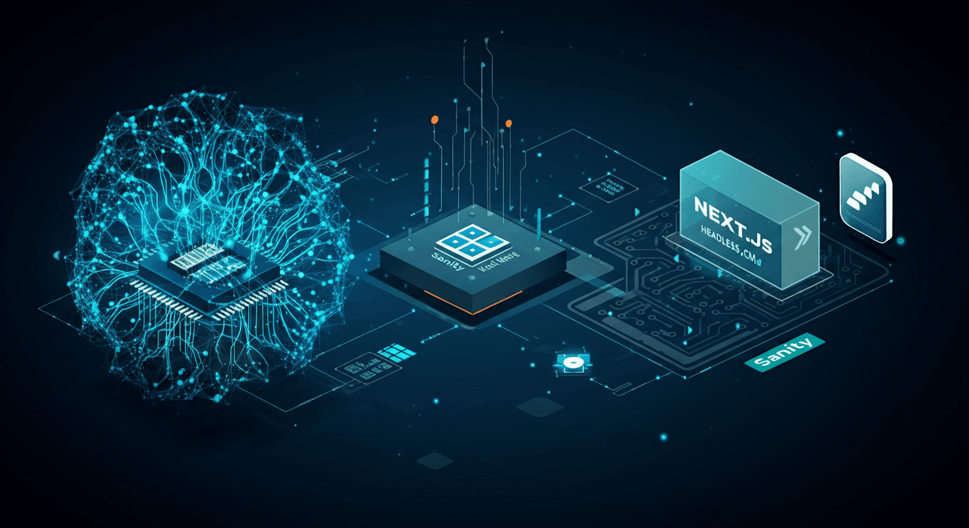 Diagram of an AI-powered knowledge base architecture with Next.js and Sanity