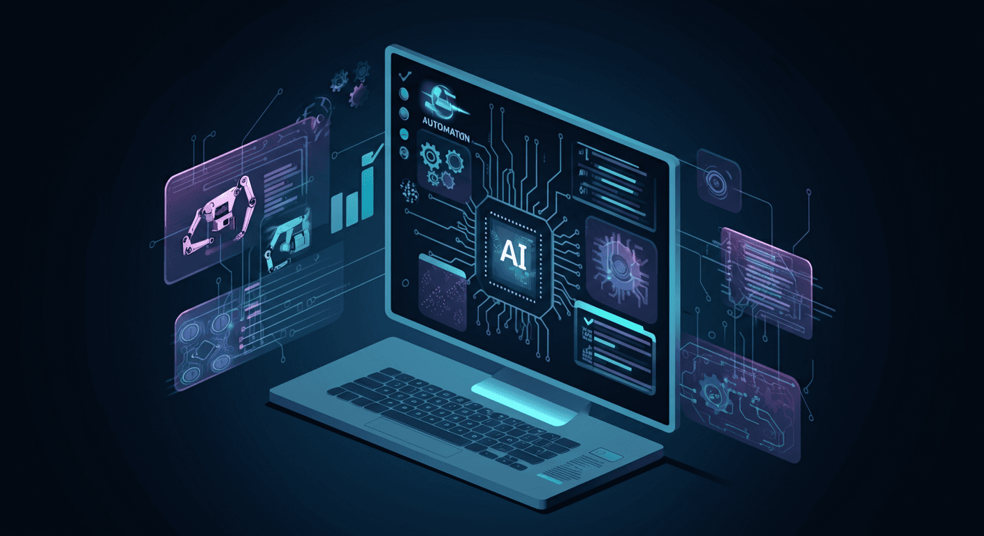 AI-powered automation workflows integrated into a SaaS team dashboard, showing interconnected data flows and intelligent process automation